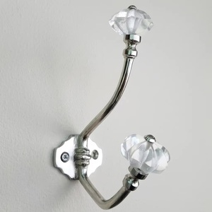 Ba Metal Wall Hooks With <b>Crystal</b> <b>Knobs</b> 3 Hooks Multifunctional Luxurious Design For Home Use - Product Image 2