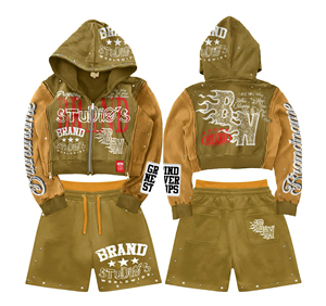 Custom <b>Knitted</b> Polyester/Cotton Quick Dry Sweatsuit Track Short <b>Set</b> Summer Two Piece Windbreaker Tracksuit Hoodie <b>Sets</b> Men - Product Image 1