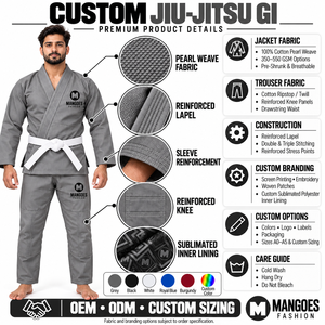 Kimono de Jiu-Jitsu pour Homme, Tissage Perlé Premium, 100% Coton Pré-rétréci, Vente en Gros, Logo Personnalisé, Entraînement et Compétition IBJJF - Product Image 6