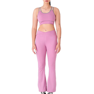 Wholesale Ribbed Sport Wear <b>Workout</b> Romper Women Custom Color Seamless Sleeveless Yoga Short Suit <b>Jumpsuit</b> Polyester/Nylon Set - Product Image 1