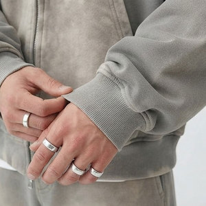 Prix de gros usine Ensemble de survêtement zippé pour homme, style décontracté, délavé à l'acide, couleur unie, effet soleil éclairé, dernière mode - Product Image 3