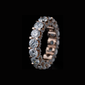 10K Solid Rose Gold Side <b>Iced</b> Lab Diamond CVD Eternity <b>Ring</b> IGI Certified Fine Wedding Band Jewelry For Women Lab Grown Diamond - Product Image 6