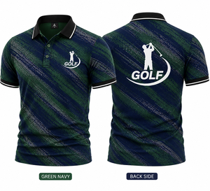 Polo de golf personnalisé vert marine pour homme, séchage rapide, respirant, anti-transpiration, sublimation, performance golf - Product Image 1