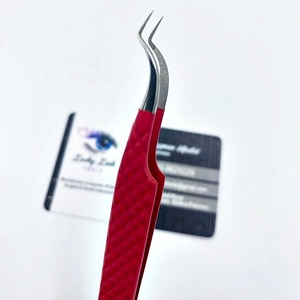 Pinzas de punta de fibra de cuello de cisne de aislamiento XL, agarre antideslizante, pinzas de extensión de pestañas profesionales, academias de artistas de etiqueta privada - Product Image 3