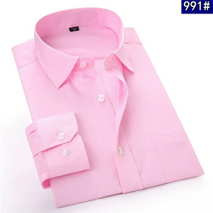 Chemise habillée classique pour homme, coupe ajustée, manches longues, tissée, infroissable, en mélange de coton, boutonnée, pour affaires, bureau et soirées - Product Image 4