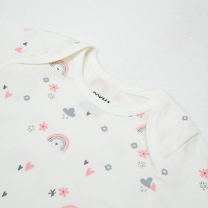 ALB21 Ensemble de 4 bodys unisexe pour bébé, motif dessin animé mignon, manches courtes, 95% bambou tricoté respirant, fermeture à bouton unique, col rond - Product Image 2