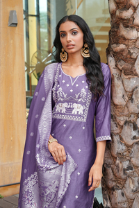 Conjunto de Kurti Lavanda para Mujer, Muy Moderno, Manga 3/4, Corte Vaticano, Completamente Cosido, para Ocasiones Formales y Festivas - Product Image 5