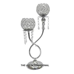 Décorations de centre de table de mariage élégantes et modernes en cristal et métal, avec taille personnalisée pour candélabre à cinq compartiments - Product Image 3