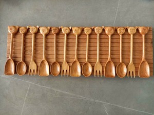 Eco Friendly Wooden <b>Spoons</b> Custom Logo Engraving Handmade Kitchen Tools Wholesale Supply - Product Image 5