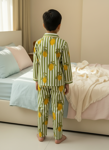 Pyjamas en pur coton pour enfants, ensembles chemise et pantalon, très confortables pour toutes les saisons, coton premium, imprimé mangue sur la robe. - Product Image 2