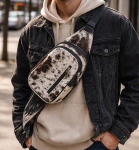 Bolso Bandolera de Cuero con Pelo de Vaca, Bolso Cruzado de Piel para Mujer, Bolso de Hombro de Diseño Elegante para Viaje LHSB-0007 - Product Image 1