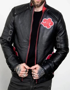Men Anime Style Red Cloud Genuine Leather <b>Jacket</b> Streetwear <b>Biker</b> <b>Jacket</b> Akatsuki <b>Jacket</b> - Product Image 1