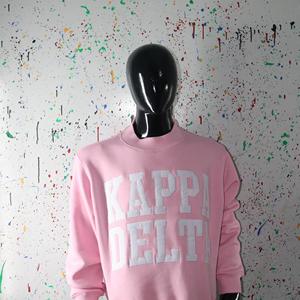 DELTA baby pink <b>mock</b> <b>Neck</b> Winter Hoodie 100% Cotton Applique Embroidery Vintage Style Breathable Quick Dry Finer Threads - Product Image 4