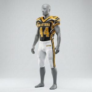 Custom American Football Jersey Set Black <b>Gold</b> Uniform Padded Football Pants <b>Number</b> 44 Teamwear OEM ODM Wholesale Sportswear - Product Image 4