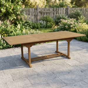 Mesa de Comedor Rectangular Extensible de Teca Sólida, Estilo Moderno, Resistente, No Impermeable, para Jardín, Playa, Cocina, Hotel - Product Image 5