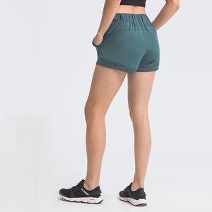 Shorts de Cintura Media para Mujer, con Estampado de Puntos, Cintura Elástica, Bolsillos, Transpirables, Tejido Informal, Corte Regular, 100% Algodón, con Ribete de Encaje - Product Image 2