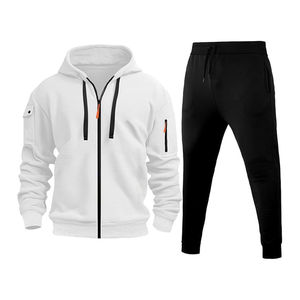 Unisex Winter Fleece Lined Breathable Cotton Sporty Tracksuit Set Full <b>Zip</b> <b>Hooded</b> Joggers Sweatpants Pockets Jogging Warm - Product Image 2