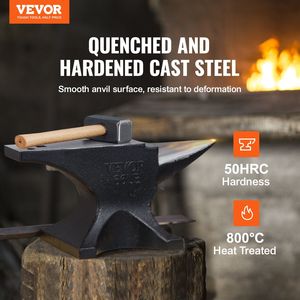 Enclume robuste en acier moulé de 66 lb à corne unique, haute dureté, avec grand trou carré, outil de forgeron, produit haute visibilité - Product Image 2