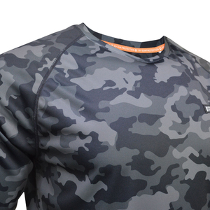 Maillots de pêche à col rond en polyester et élasthanne 100 % avec motif camouflage noir, sublimation intégrale unique, protection solaire UPF 50+, toutes tailles - Product Image 4
