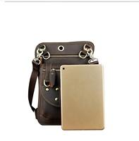Tas Pinggang Kulit Asli Custom untuk Motor, Hiking, Pinggul, Paha, Bergaris, Resleting, Gaya Vintage, Anti Maling, Unisex, Bentuk Barel