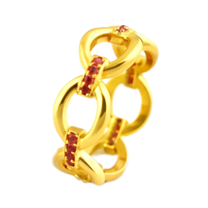 แหวนซ้อนกันได้ทับทิม: เงินสเตอร์ลิงทำด้วยมือพร้อมผิวสีทอง - Product Image 1