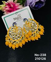 Boucles d'oreilles pendantes ethniques géométriques tendance en alliage Kundan, perles d'imitation légères et glamour pour femme, idéales pour les fêtes indiennes