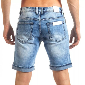 Summer New <b>Men</b> Solid Anti-Wrinkle Stretch Causal Short <b>Jeans</b> Denim Shorts Blue Black Worsted Fabric High Street - Product Image 4
