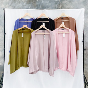 Cárdigan Largo Minimalista para Mujer, Cuello en V, Manga Dolman, Tejido de Punto Transpirable - Product Image 2