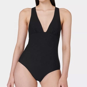 Traje de baño bikini triangular de poliéster de cintura alta para mujer, personalizado, color liso, sexy, sin espalda, estampado, colección 2026 - Product Image 1