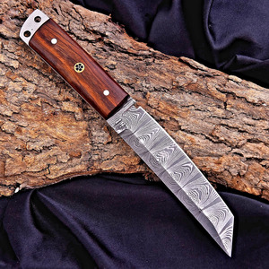 Cuchillo Tanto de Acero de Damasco Forjado a Medida para Bushcraft, Camping, Caza al Aire Libre con Mango de Madera, Venta al por Mayor OEM - Product Image 4