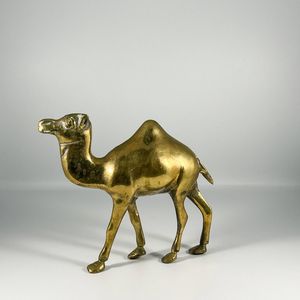 Elegant Brass Camel <b>Table</b> Accent Sculpture for Hotel Lobby Console Decor and Festive Arrangement - Product Image 2