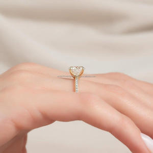 Igi/gia แล็บปลูกวินเทจ14K สีขาวทองแต่งงาน/หมั้นแหวน unisex เพชรของขวัญครบรอบปาร์ตี้กับลูกแพร์ตัดเพชร - Product Image 2