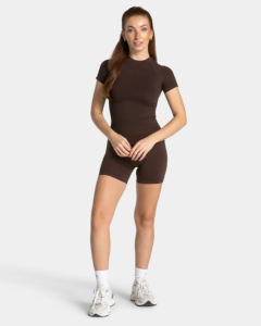 Camiseta de Mujer Marrón de Primera Calidad, 100% Algodón, Manga Raglán, Corte Ajustado, Diseño de Logotipo Personalizado con Apliques Estampados - Product Image 3