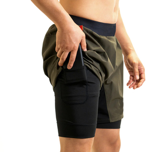 Shorts de course 2 en 1 pour homme, légers, respirants, extensibles, séchage rapide, avec poche, en polyester/nylon - Product Image 6