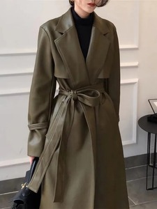 Ventes en gros de manteaux longs en cuir de vachette pour femmes, vestes en cuir de mouton pour femmes, manteaux longs en cuir véritable pour femmes, mode d'hiver - Product Image 5