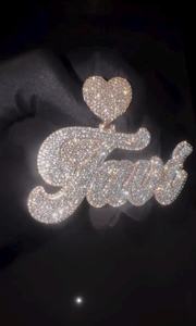 Colgante de Letra Inicial de Dos Tonos con Corazón, Chapado en Rodio, de Plata 925, con Moissanita VVS, Estilo Hip Hop, para Hombre - Product Image 4