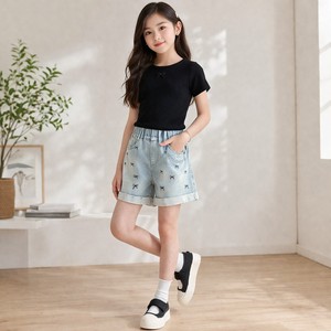 Short en jean cargo délavé pour enfants, très vendu, pour garçons, décontracté, taille mi-haute, multi-poches, short d'été confortable, vêtements pour enfants - Product Image 1