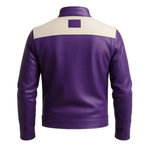 เสื้อแจ็คเก็ตมอเตอร์ไซค์หนังสีม่วง แขนยาว ดีไซน์สีตัดต่อ ระบายอากาศได้ดี ป้องกันรังสียูวี สำหรับทุกเพศทุกวัย ไซส์พลัส ใส่ได้ทุกโอกาส - Product Image 5