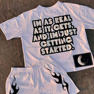 Nueva camiseta de verano y conjunto corto, Camiseta corta, conjuntos cortos de algodón de talla grande 100% para mujer 2024 - Product Image 2