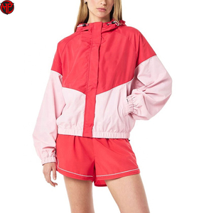 Conjunto de Chaqueta y Pantalones Cortos Deportivos para Mujer, Diseño Color Block, Transpirable, de Secado Rápido, para Actividades al Aire Libre - Product Image 2