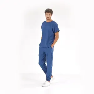 Custom Logo Physical Therapy Uniform Set Stretch V Neck Scrub <b>Top</b> Jogger Pants Clinic Workwear Bulk - Product Image 4