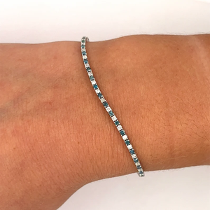 Bracelet chaîne classique en acier inoxydable plaqué rhodium avec diamants ronds taille brillant sertis en canal, bijoux unisexe - Product Image 3