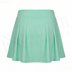 Women's Mint Green Pleated A-Line Mini <b>Skirt</b> <b>Elastic</b> Waist Breathable Sporty Style Solid Color All Seasons Wear - Product Image 2