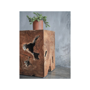 Tabouret cube Saturne en bois de Suar massif naturel personnalisé, table d'appoint pour un salon minimaliste de luxe, décoration d'intérieur - Product Image 3