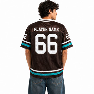 Maillot de football américain vintage entièrement sublimé unisexe 100 % polyester avec impression de numéro personnalisée, col en V, haut de sport, vente en gros OEM en vrac - Product Image 2