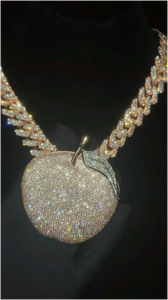 CONCEPTION Nuevo Collar con Colgante de Manzana Frutal Brillante y Lujoso, Chapado en Oro sobre Plata 925, con Moissanita Completa, para Hombre y Mujer, Estilo Hip Hop GRA - Product Image 2