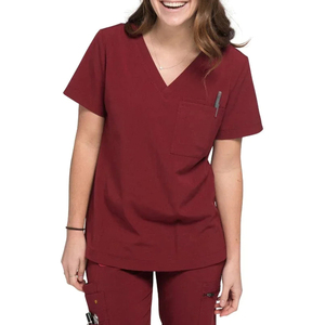 Ensembles d'uniformes médicaux personnalisés en tissu tissé, anti-plis, pour femmes, avec hauts à col en V, pour le personnel infirmier et les professionnels de la beauté - Product Image 3
