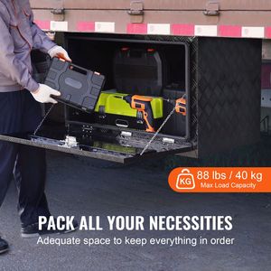 Cassetta Portautensili in Alluminio Rinforzato 91x61x61 cm per Sottoscocca Camion, con Piastra Diamantata, Serratura e Chiavi, Impermeabile, per Ricambi Pickup - Product Image 3