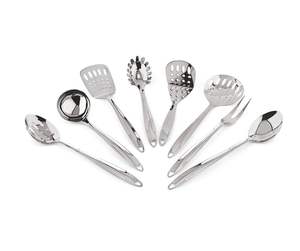 Juego de Utensilios de Cocina de Acero Inoxidable de Alta Resistencia de 8 Piezas, Utensilios de Cocina Monarch que Incluyen Espátulas, Espumadera, Tenedor, Cucharas para Servir de Metal - Product Image 3