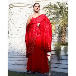 ชุดสูทผ้าไหมชีนอนสีแดงกุหลาบใหม่ปี 2026 สำหรับผู้หญิง เหมาะสำหรับเทศกาลอีดและดิวาลี - Product Image 3